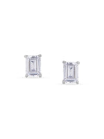 Detailed close up of SIJA White Stone Rectangle Stud showing sparkling white stone with premium silver craftsmanship