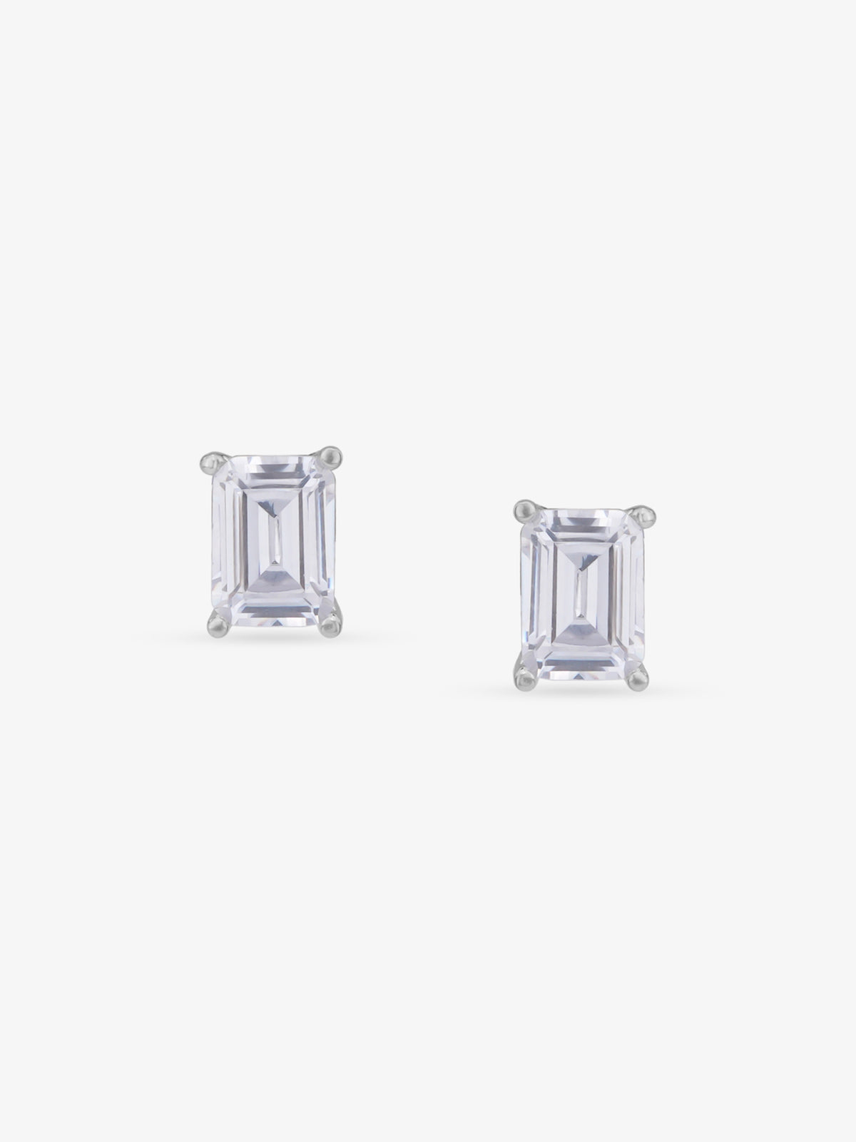 SIJA 925 Silver White Stone Rectangle Stud elegant sterling silver womens jewellery accessory front view