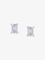 SIJA 925 Silver White Stone Rectangle Stud elegant sterling silver womens jewellery accessory front view