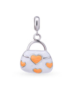 Hero shot SIJA 925 silver jewellery white yellow heart bag charm BIS hallmarked elegant accessory perfect for birthdays festive wear and gifting