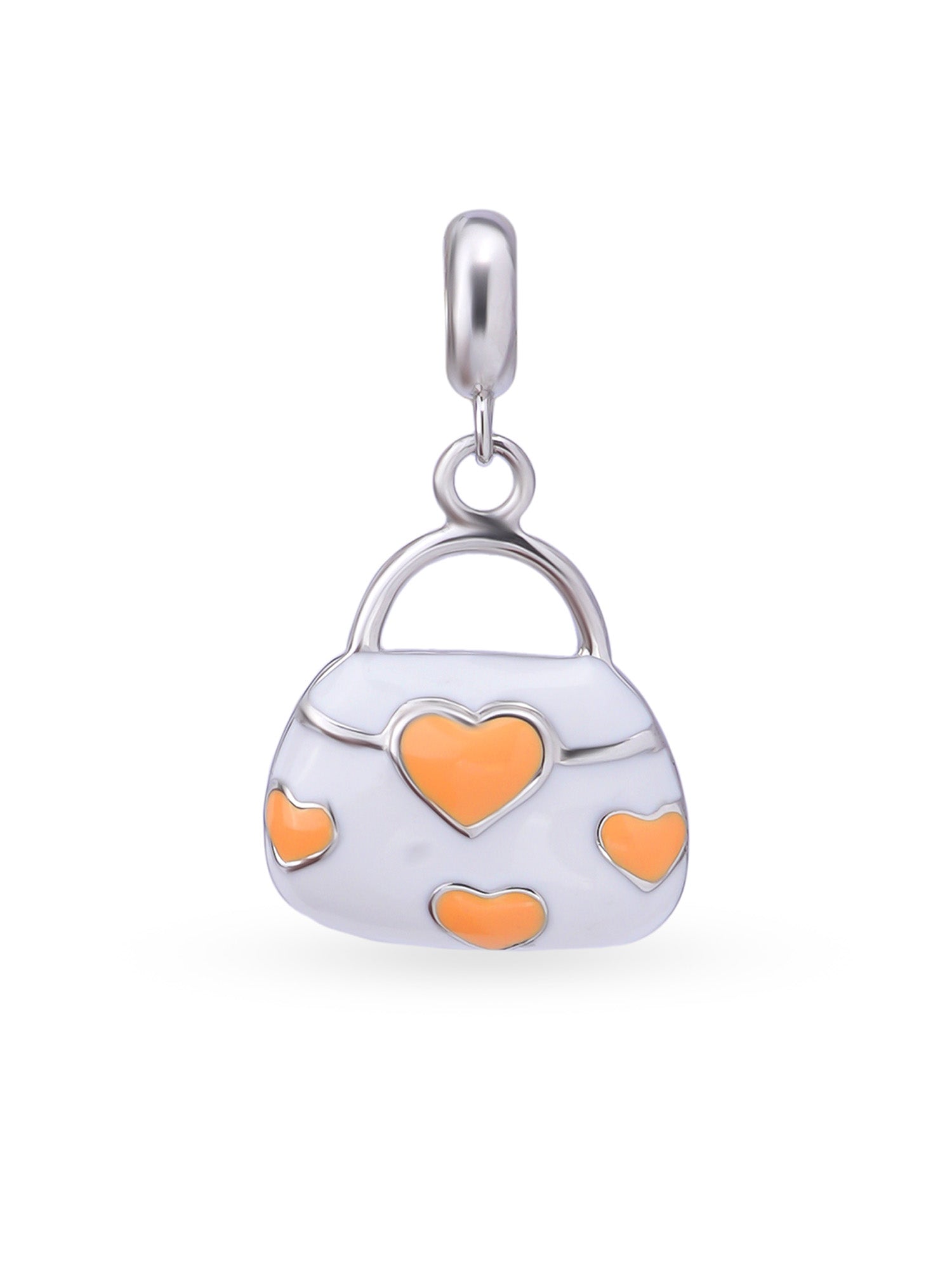 Hero shot SIJA 925 silver jewellery white yellow heart bag charm BIS hallmarked elegant accessory perfect for birthdays festive wear and gifting