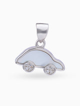 Hero shot SIJA 925 silver jewellery white pink little car pendant BIS hallmarked elegant timeless accessory perfect for weddings festive wear and gifting