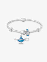 SIJA 925 Silver Women’s Bracelet with Aladdin Lamp & Watch Charm sterling silver jewellery whimsical design full front hero view accessory