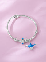 Close‑up of SIJA 925 Silver Women’s Bracelet showing Aladdin lamp and miniature watch charm detailing handcrafted sterling silver jewellery magical accessory