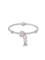 Detailed close up of SIJA 925 Silver Women Bracelet showing enamel bunny charm and handcrafted silver chain