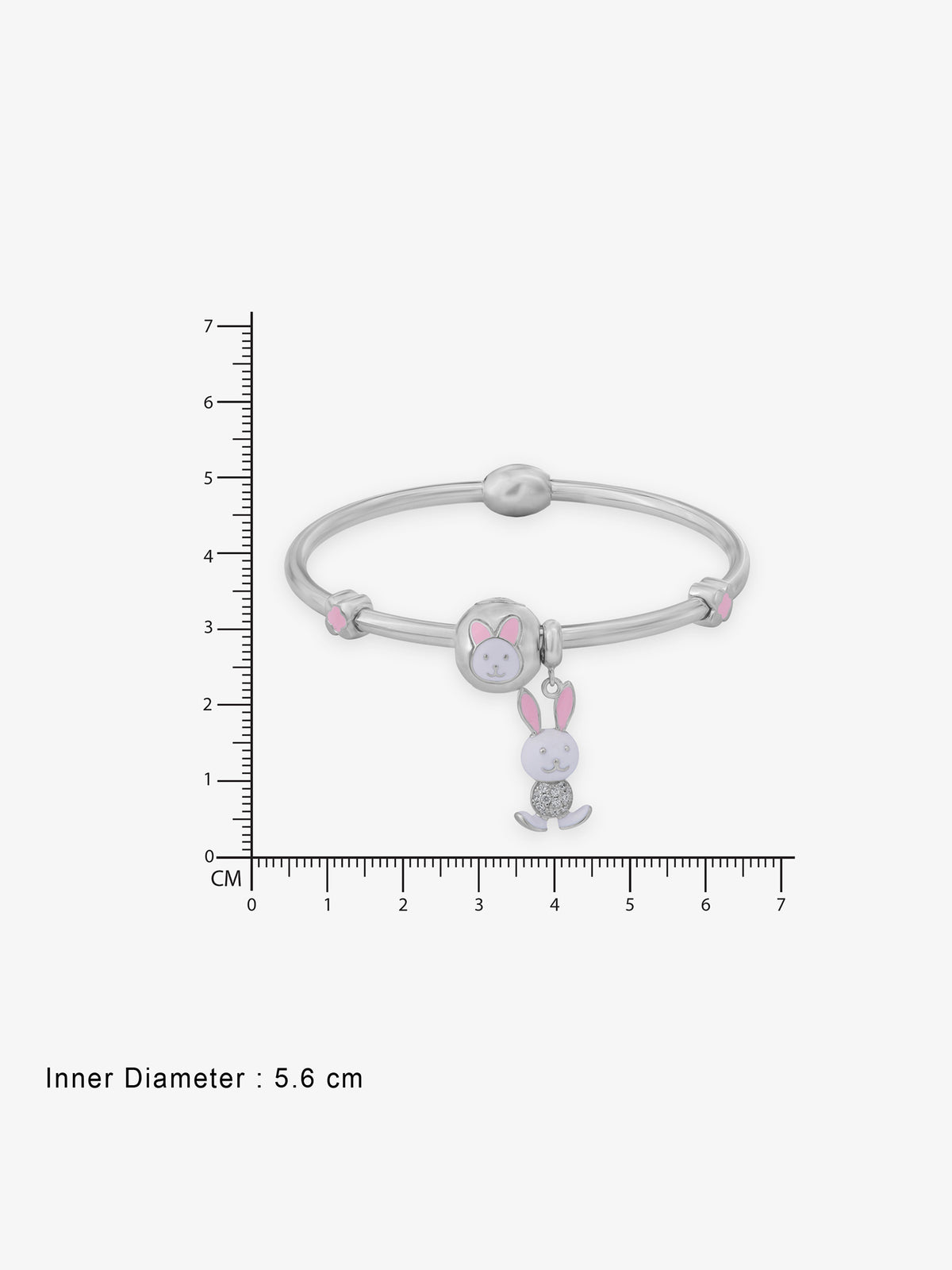 Reverse view of SIJA Women Bracelet Bunny Charm showing BIS 925 hallmark certified sterling silver jewellery made in India