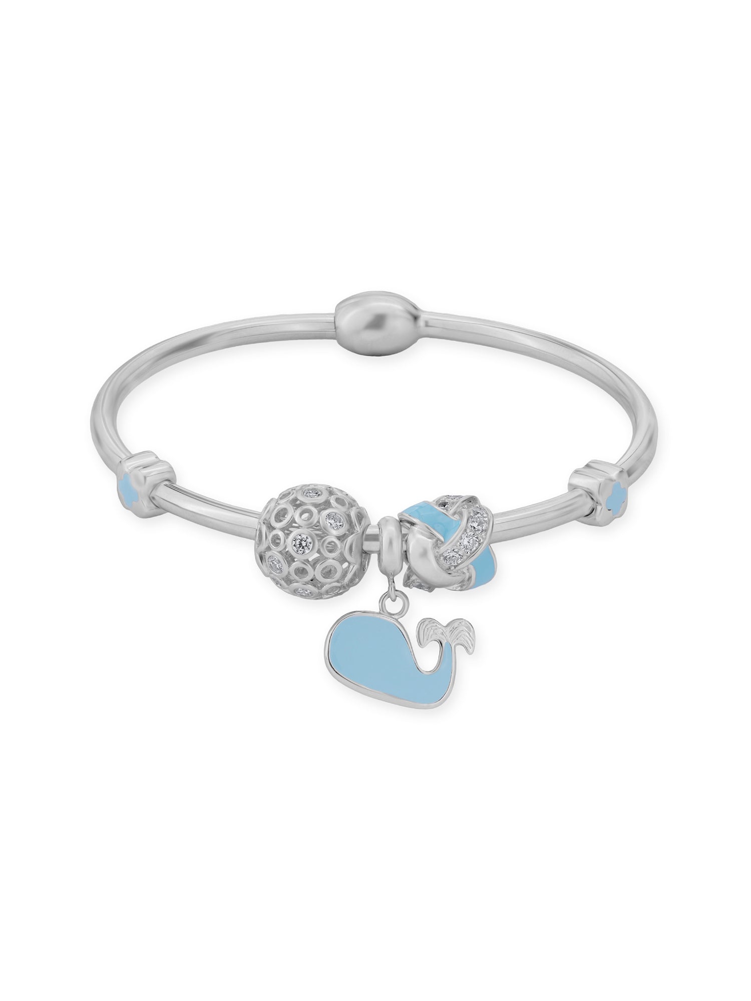 Close‑up of SIJA 925 Silver Women’s Bracelet showing dolphin charm and textured bead detailing handcrafted sterling silver jewellery ocean‑inspired accessory