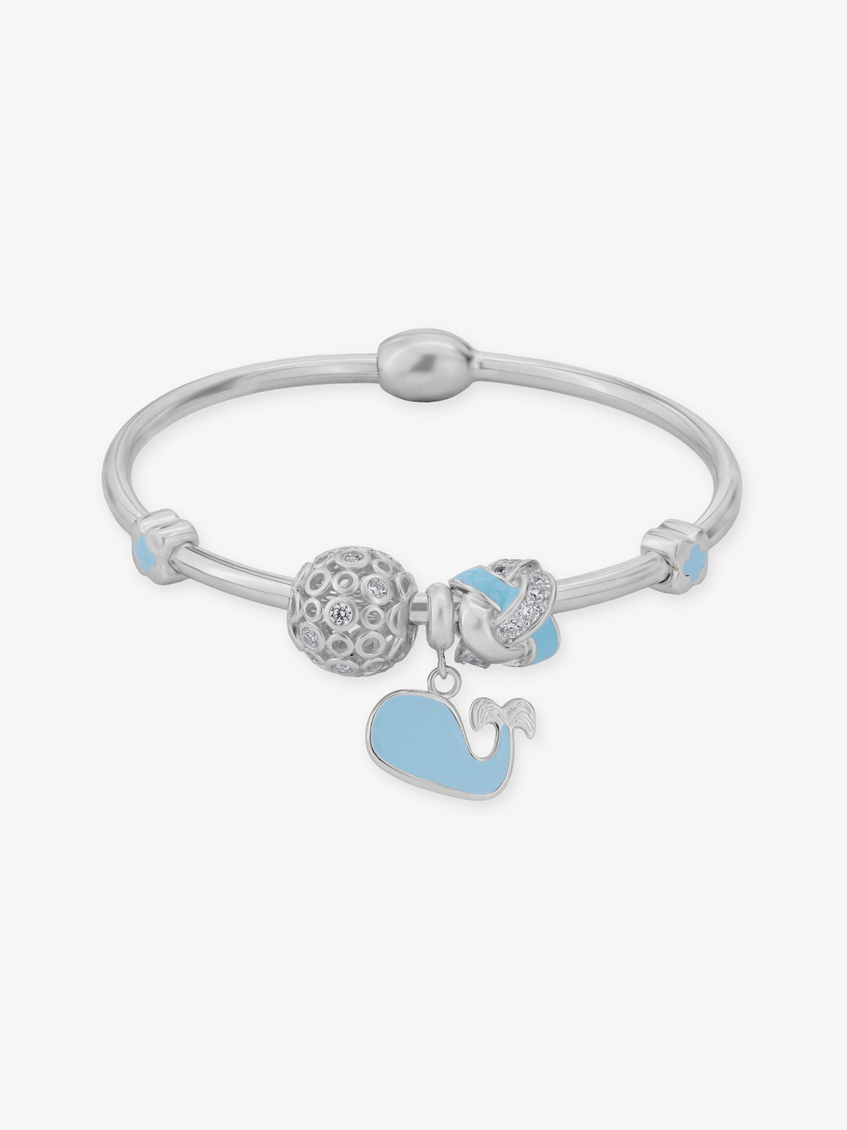 SIJA 925 Silver Women’s Bracelet with Dolphin & Textured Bead Ocean Charm sterling silver jewellery nautical design full front hero view accessory