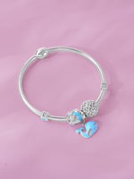 Close‑up of SIJA 925 Silver Women’s Bracelet showing dolphin charm and textured bead detailing handcrafted sterling silver jewellery ocean‑inspired accessory