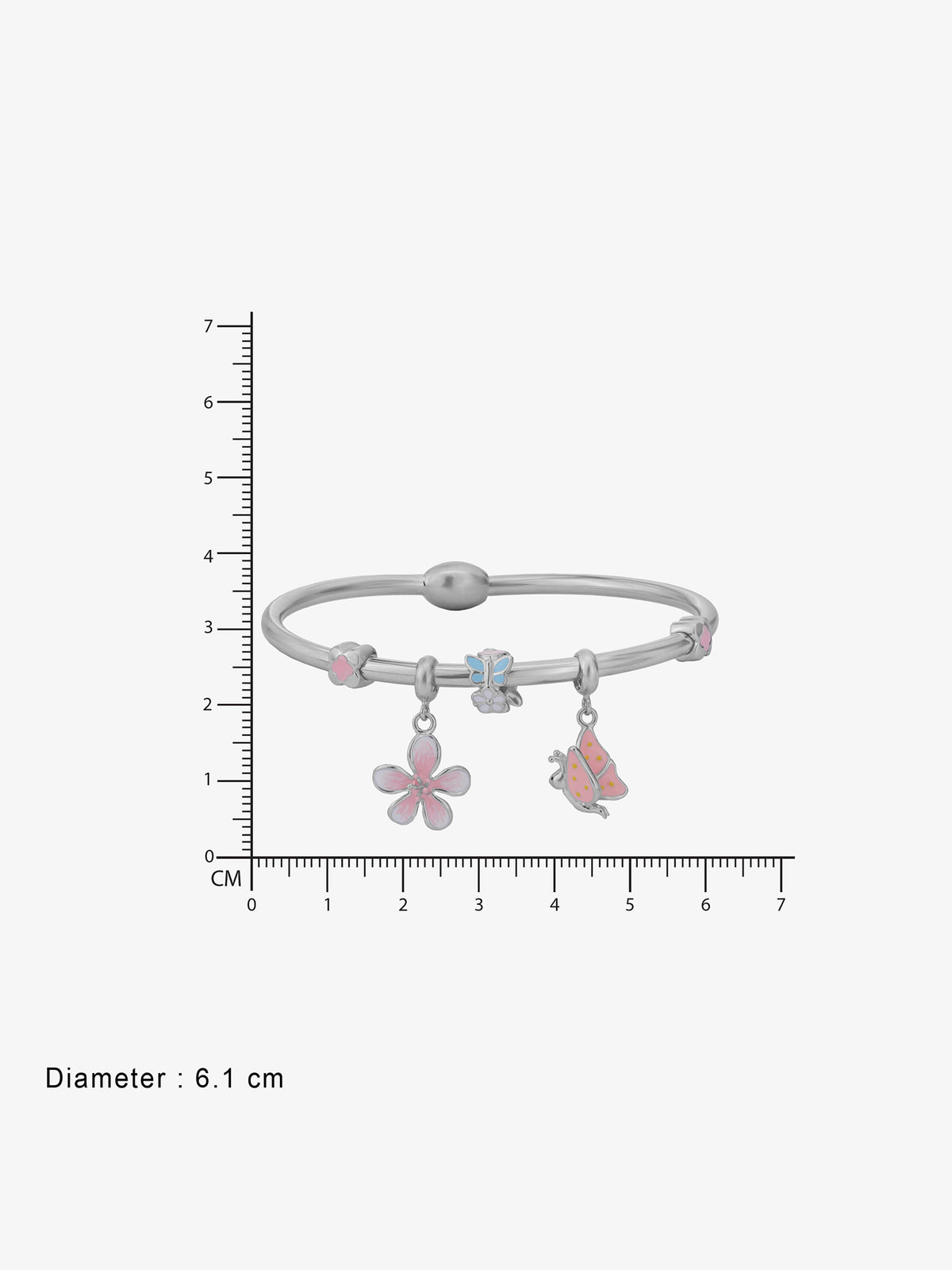Reverse view of SIJA Women Bracelet Floral Butterfly Charm showing BIS 925 hallmark certified sterling silver jewellery made in India