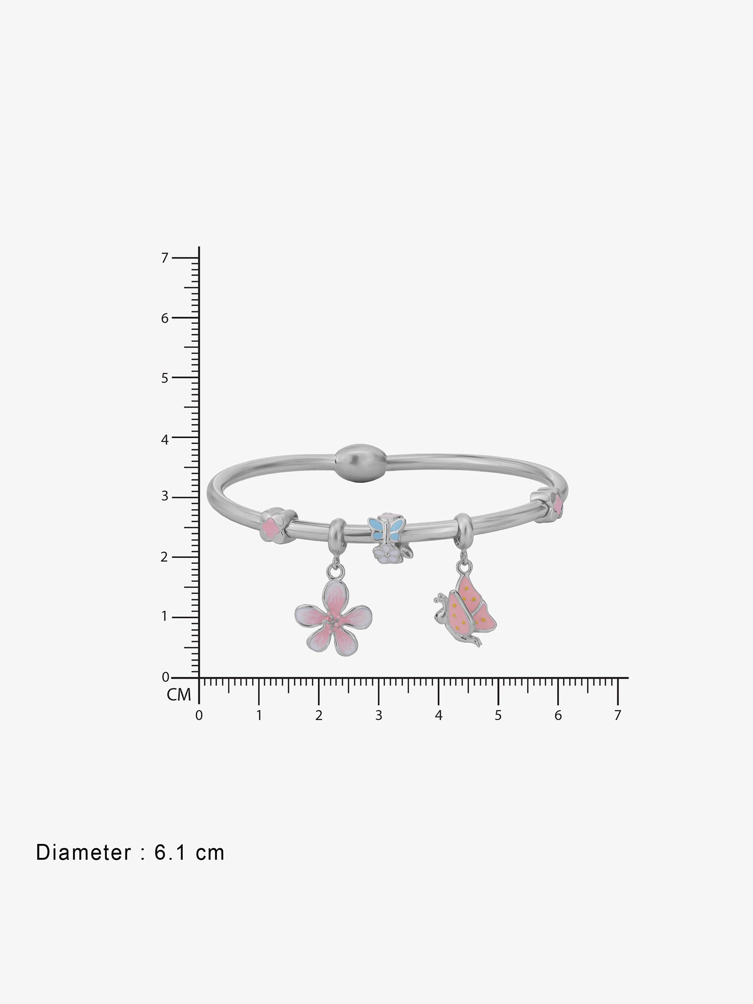 Reverse view of SIJA Women Bracelet Floral Butterfly Charm showing BIS 925 hallmark certified sterling silver jewellery made in India