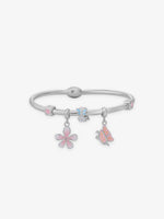 SIJA 925 Silver Women Bracelet Floral Butterfly Charm elegant sterling silver jewellery accessory front view