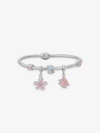 SIJA 925 Silver Women Bracelet Floral Butterfly Charm elegant sterling silver jewellery accessory front view