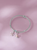 Detailed close up of SIJA 925 Silver Women Bracelet showing floral butterfly charm with enamel accents and handcrafted silver chain