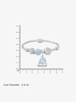 Reverse of SIJA Women’s Bracelet with Sailboat & Floral Blue Charm showing BIS 925 hallmark stamp certified sterling silver jewellery authenticity and quality assurance