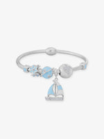SIJA 925 Silver Women’s Bracelet with Sailboat & Floral Blue Charm sterling silver jewellery elegant nautical design full front hero view accessory