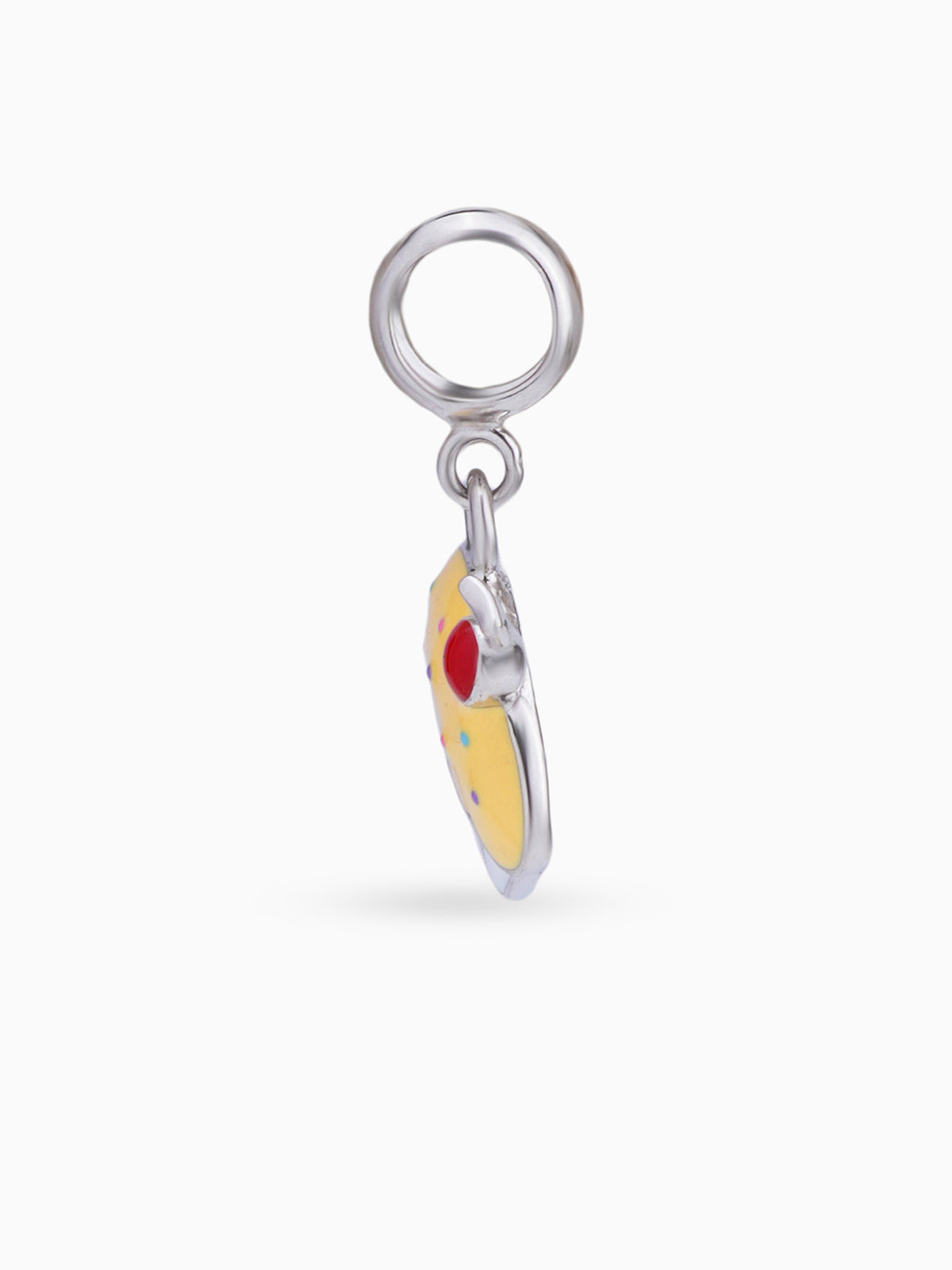 Side view SIJA 925 silver jewellery yellow cup cake charm stylish handcrafted accessory perfect for parties anniversaries and festive wear