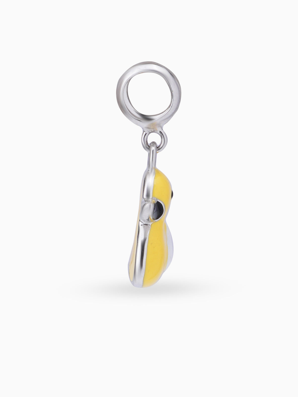 Side view SIJA 925 silver jewellery yellow duck charm stylish handcrafted accessory perfect for parties anniversaries and festive wear