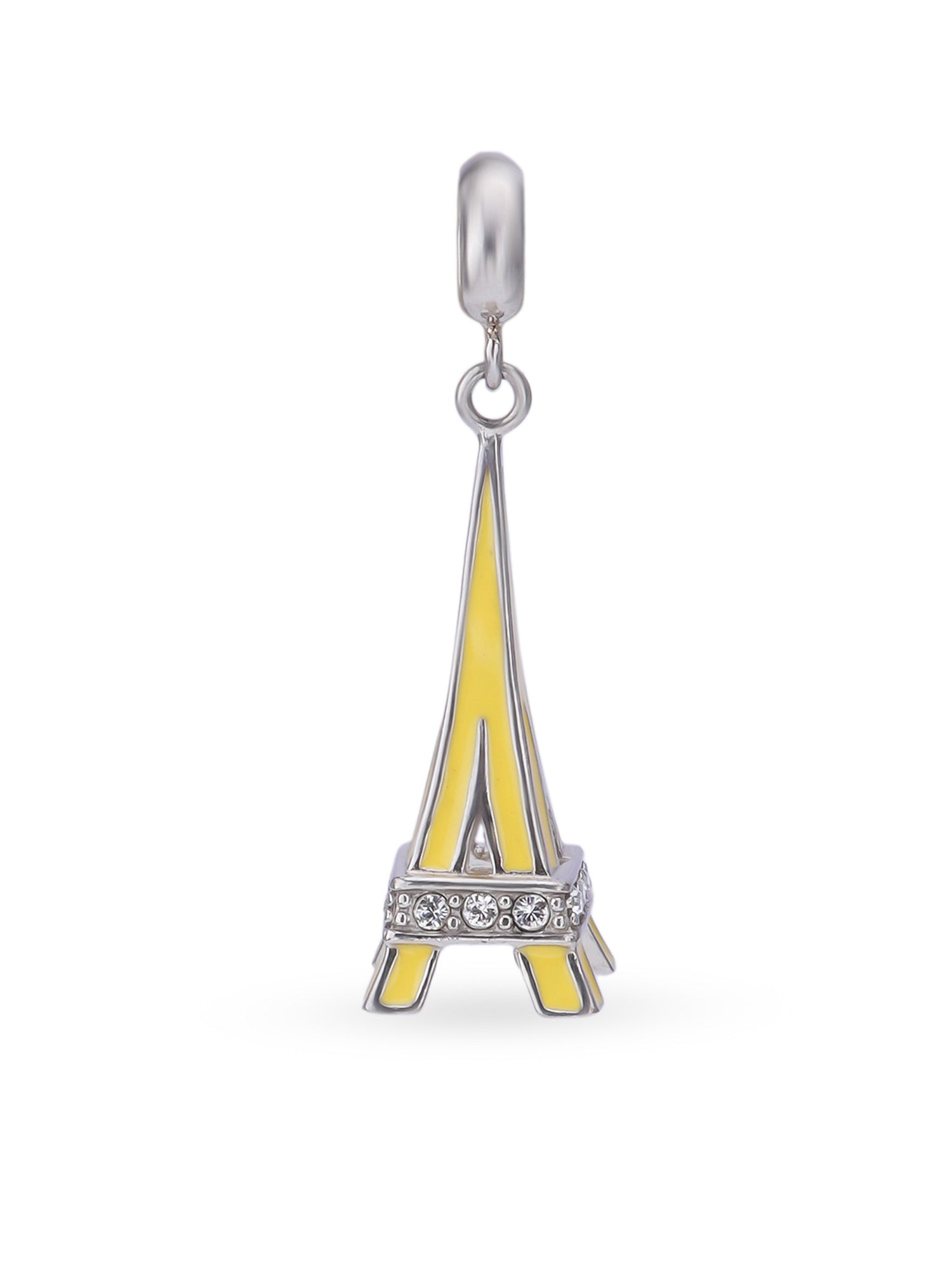 Hero shot SIJA 925 silver jewellery yellow Eiffel Tower charm BIS hallmarked elegant accessory perfect for birthdays festive wear and gifting