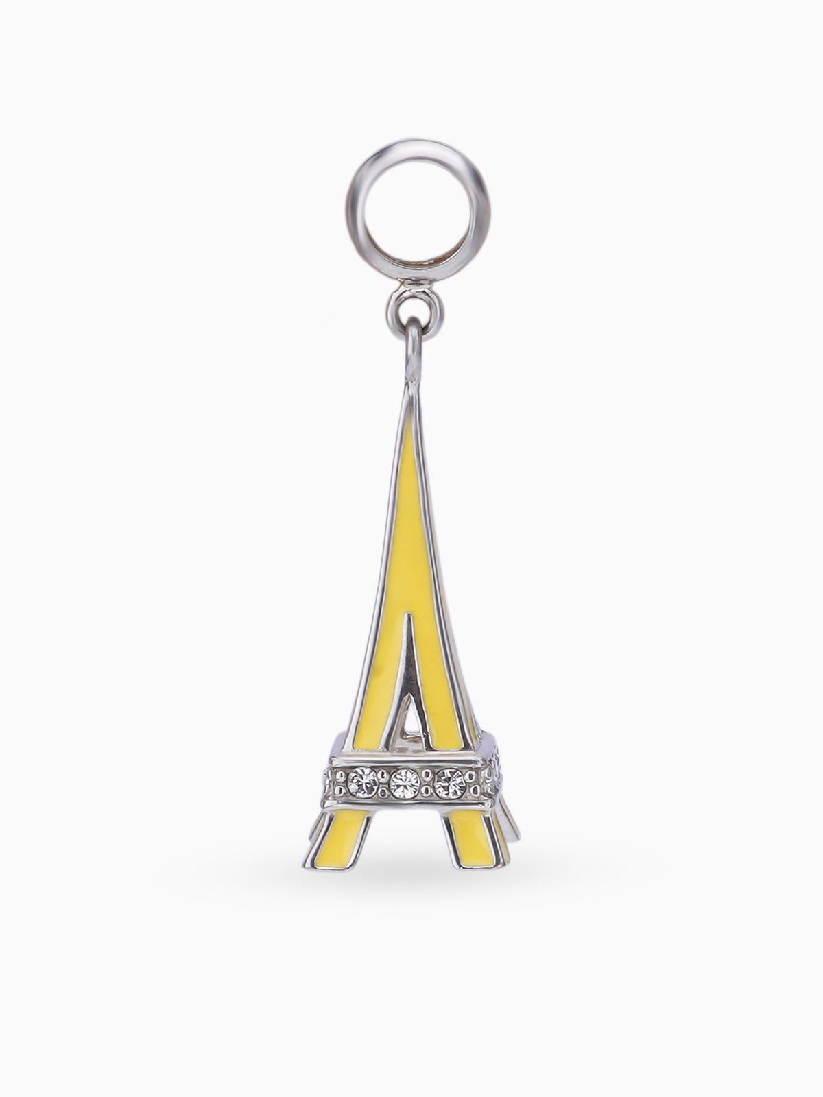 Close up SIJA 925 silver jewellery yellow Eiffel Tower charm handcrafted premium design versatile accessory for everyday wear and special occasions