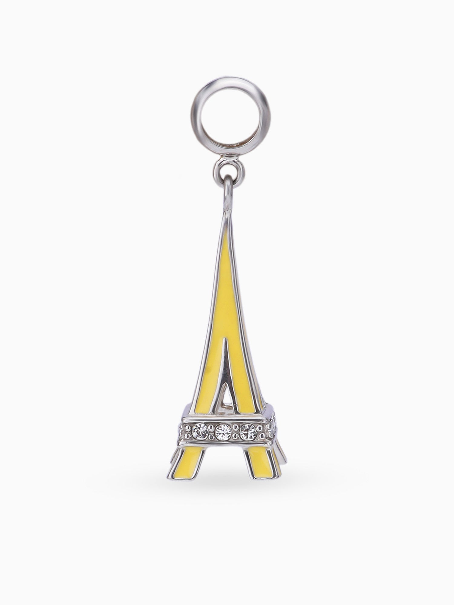 Close up SIJA 925 silver jewellery yellow Eiffel Tower charm handcrafted premium design versatile accessory for everyday wear and special occasions