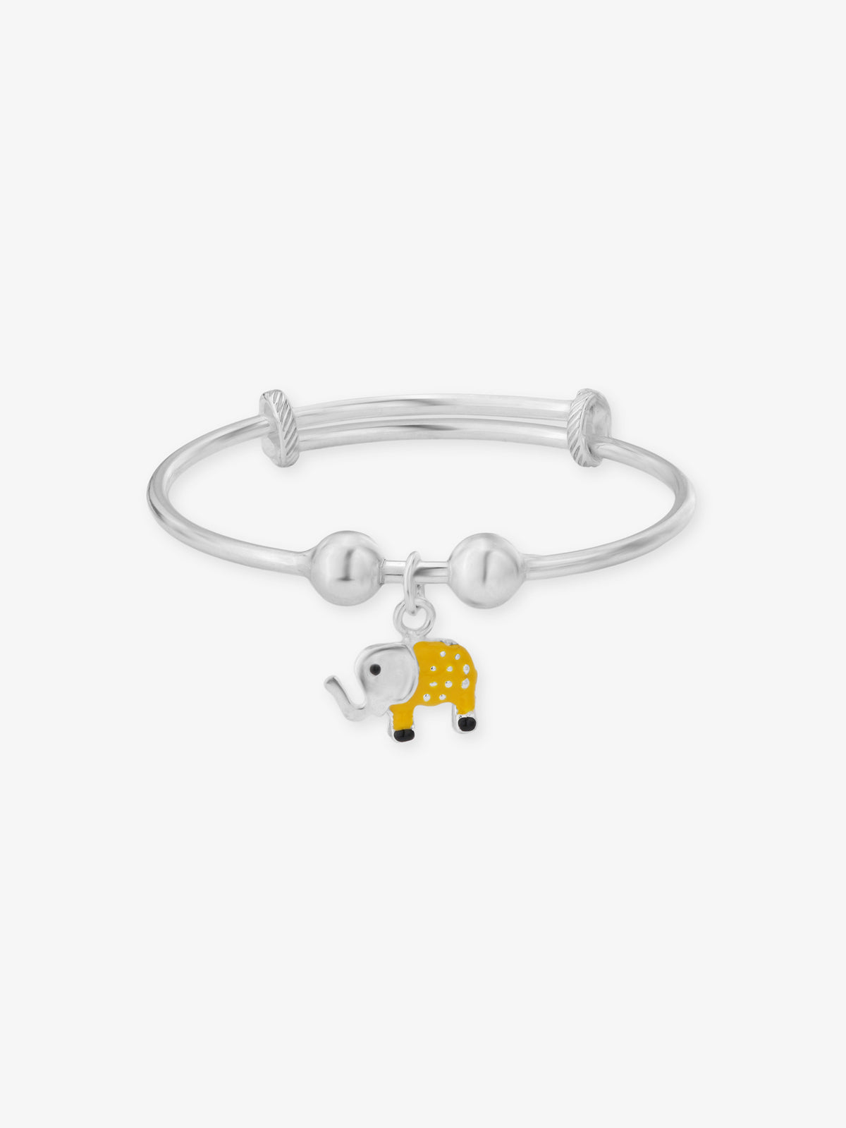 SIJA 925 Silver Kids Bracelet with Yellow Elephant Charm sterling silver jewellery playful front view accessory