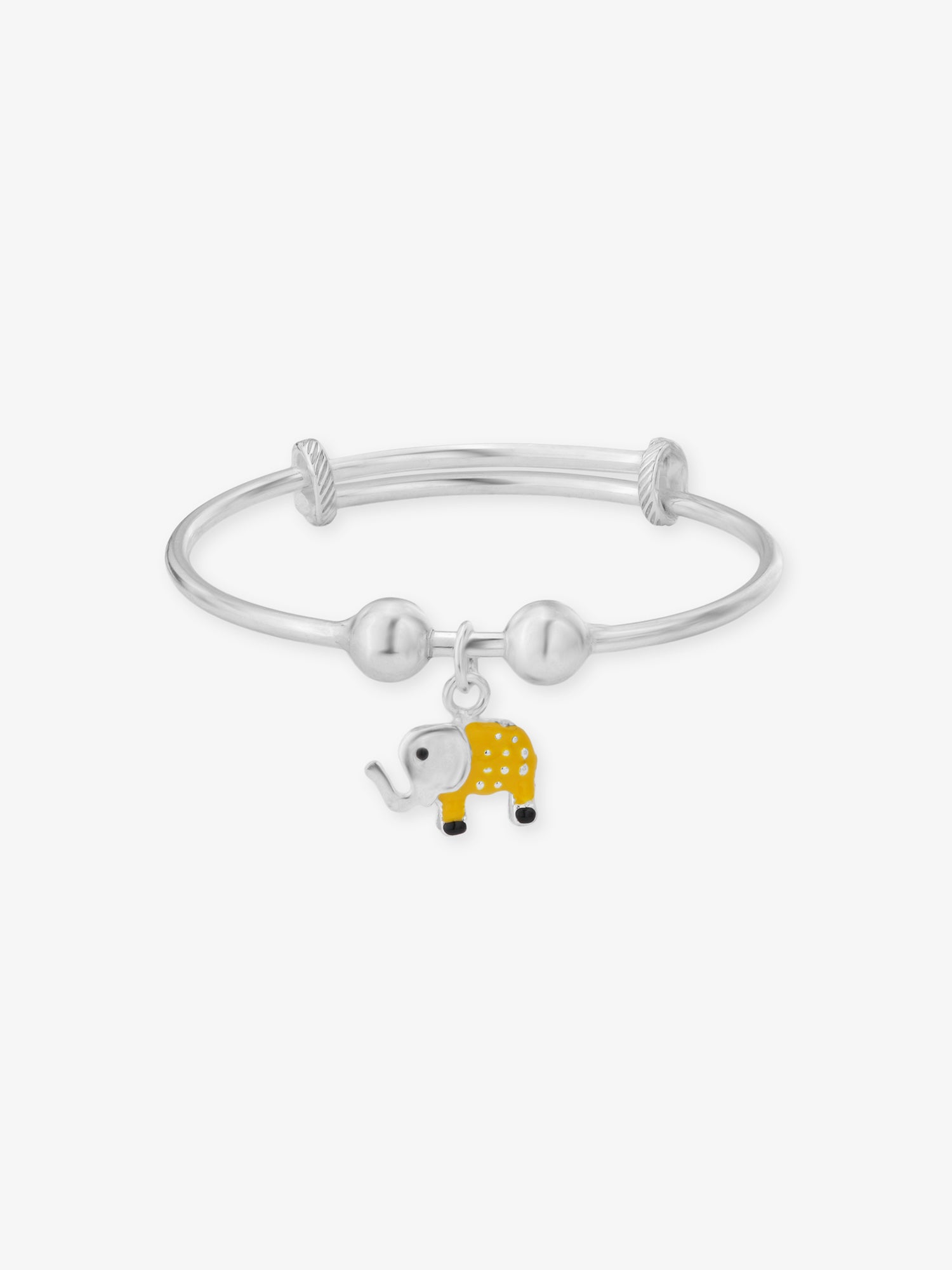 SIJA 925 Silver Kids Bracelet with Yellow Elephant Charm sterling silver jewellery playful front view accessory