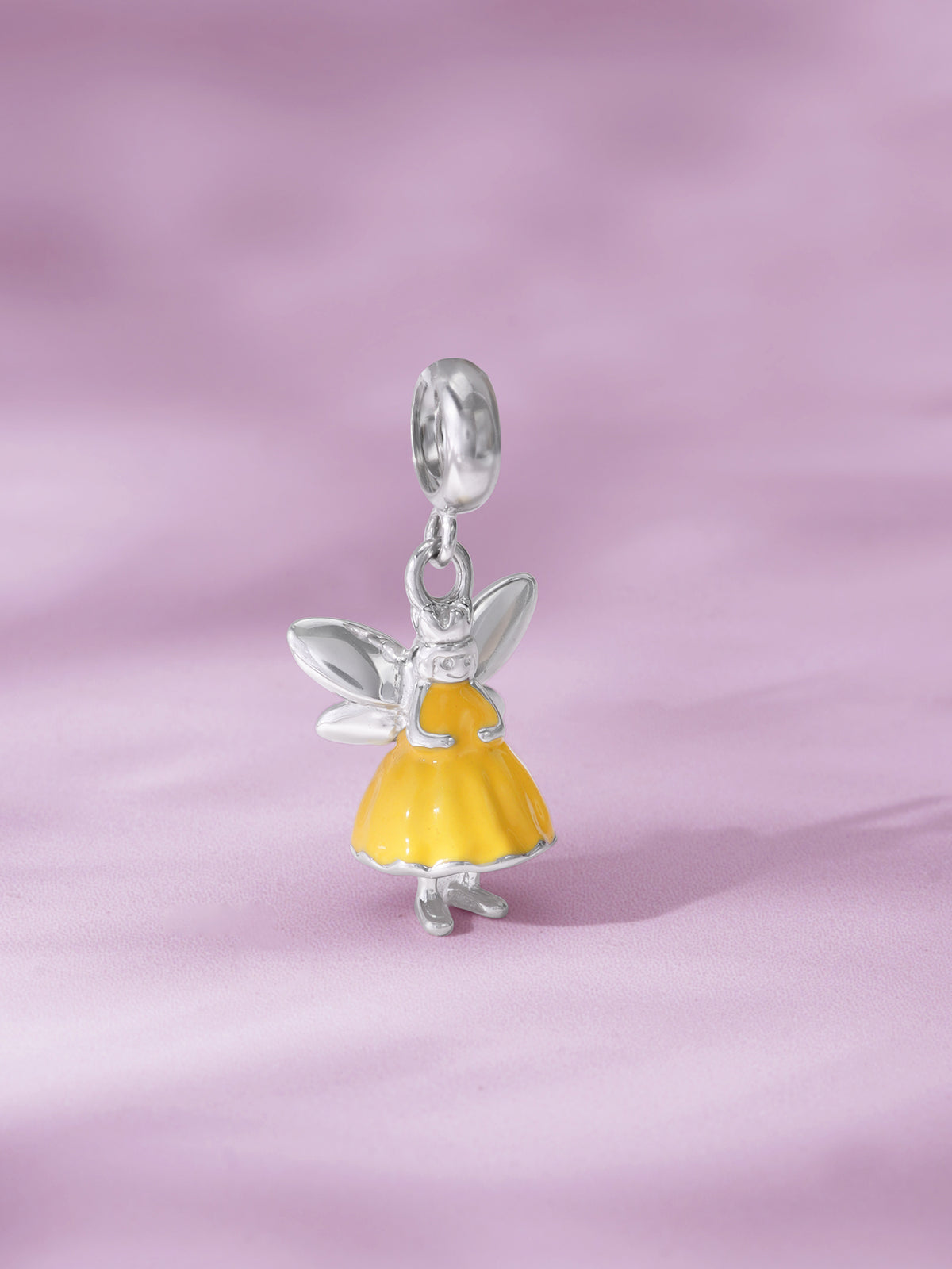 Detailed close up of SIJA 925 Silver Fairy Charm showing delicate fairy wings and handcrafted silver finish