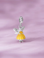 Detailed close up of SIJA 925 Silver Fairy Charm showing delicate fairy wings and handcrafted silver finish