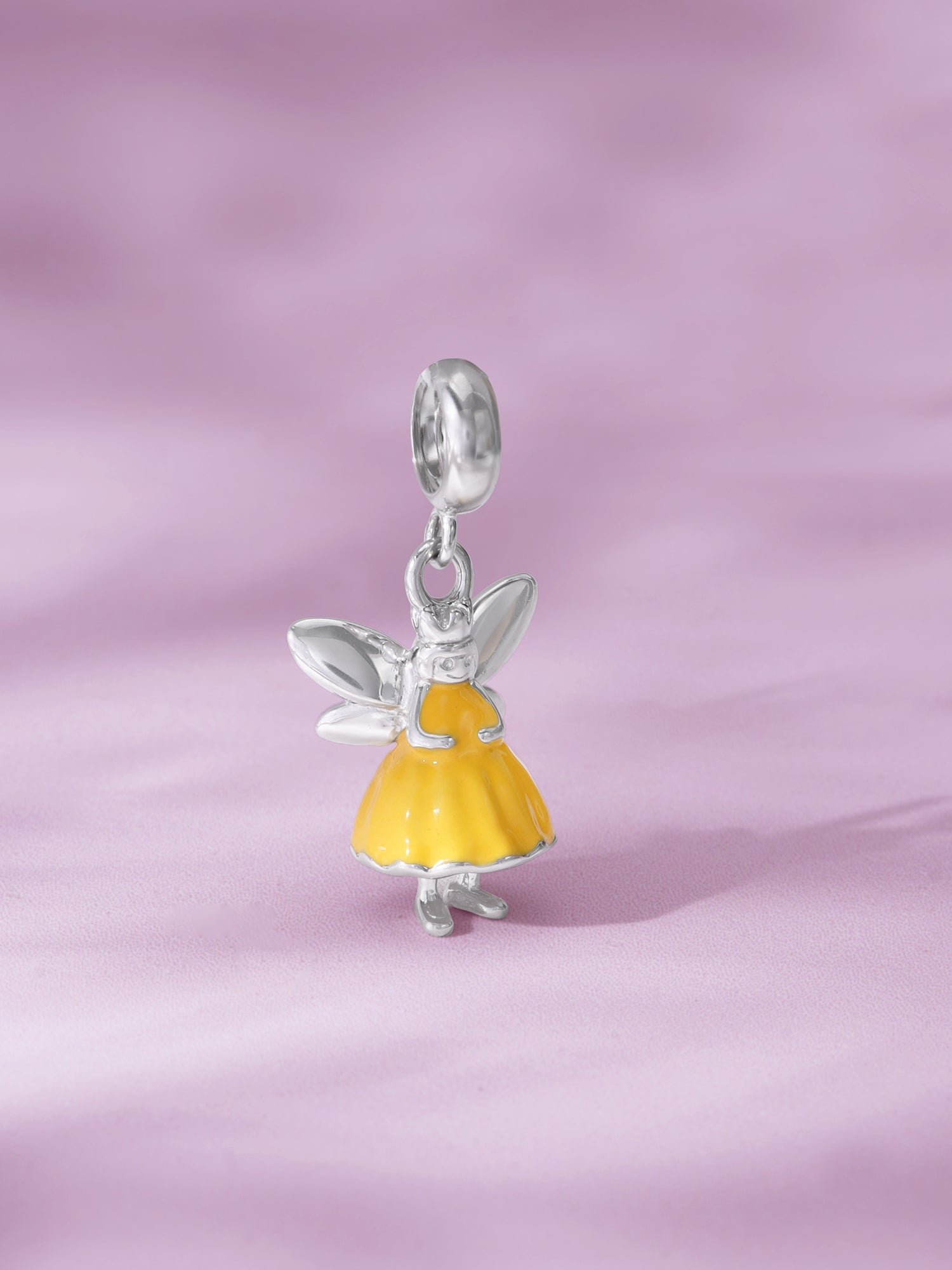 Detailed close up of SIJA 925 Silver Fairy Charm showing delicate fairy wings and handcrafted silver finish