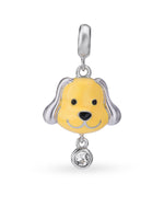 Hero shot SIJA 925 silver jewellery yellow puppy love charm BIS hallmarked playful accessory perfect for birthdays festive wear and gifting