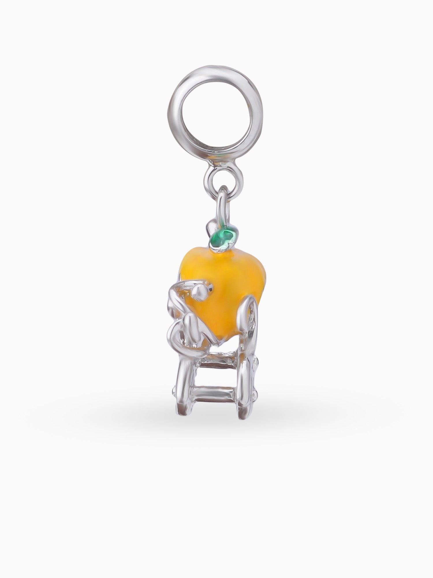 Side view SIJA 925 silver jewellery yellow royal carriage charm stylish handcrafted accessory perfect for weddings parties anniversaries and festive wear