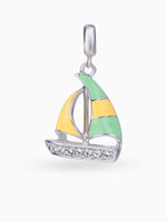 Close up SIJA 925 silver jewellery yellow sailboat charm handcrafted premium design versatile accessory for everyday wear and special occasions