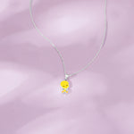 Close‑up of SIJA 925 Silver Yellow Tweety Bird Pendant with Chain showing cute Tweety Bird face detailing handcrafted sterling silver jewellery fun accessory for children