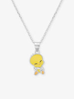 SIJA 925 Silver Yellow Tweety Bird Pendant with Chain sterling silver jewellery playful kids design full front hero view accessory