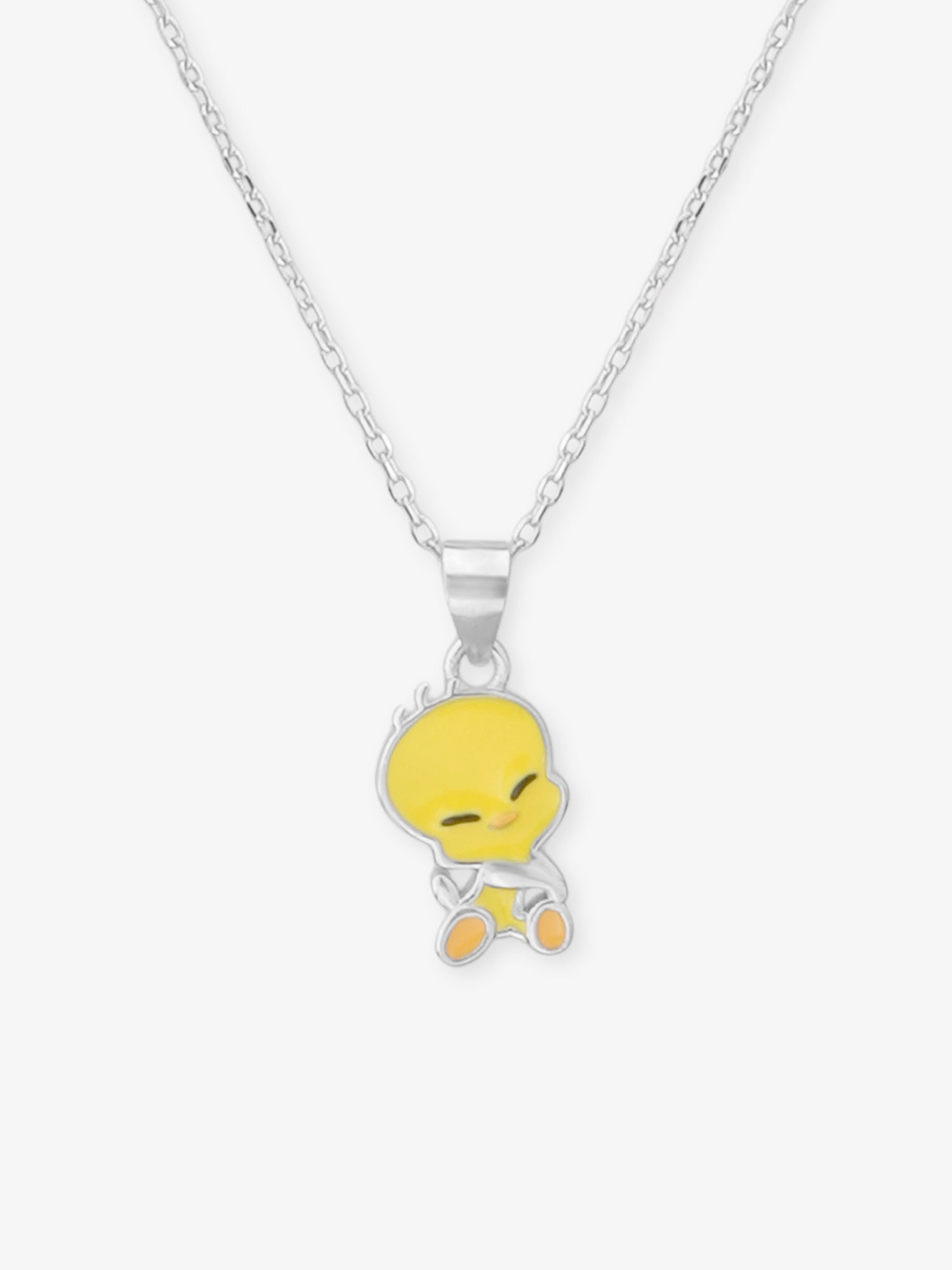 SIJA 925 Silver Yellow Tweety Bird Pendant with Chain sterling silver jewellery playful kids design full front hero view accessory