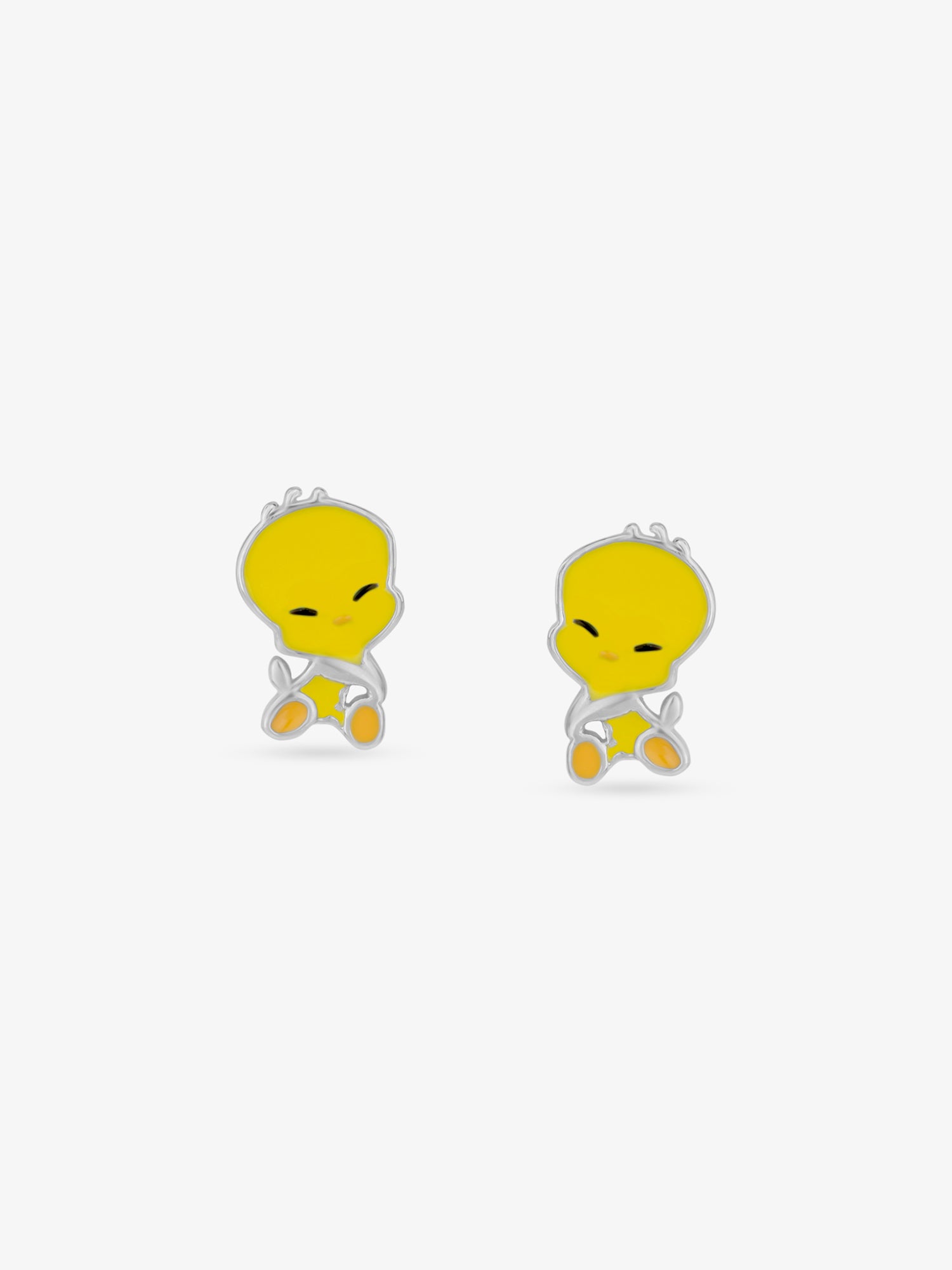 SIJA 925 Silver Yellow Tweety Bird Stud sterling silver jewellery playful kids design full front hero view accessory