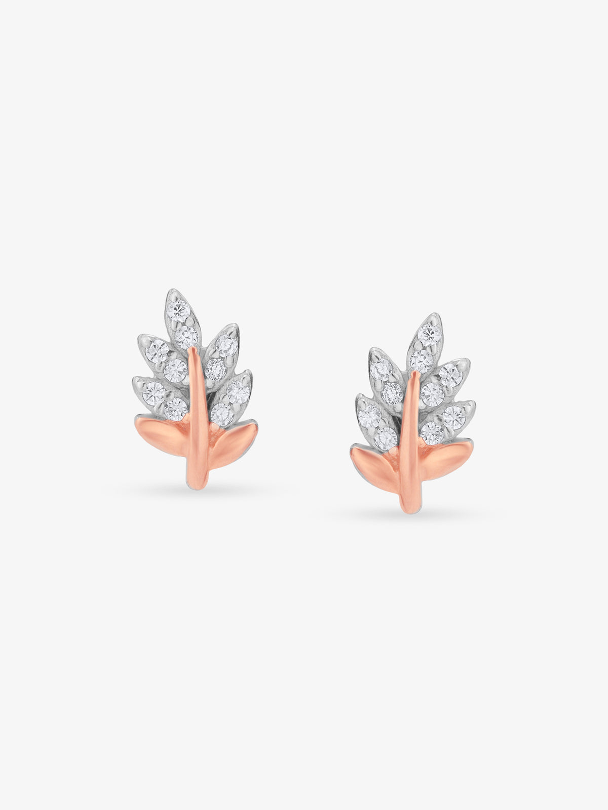 SIJA 925 Silver Zircon Leaf Stud elegant sterling silver womens jewellery accessory front view
