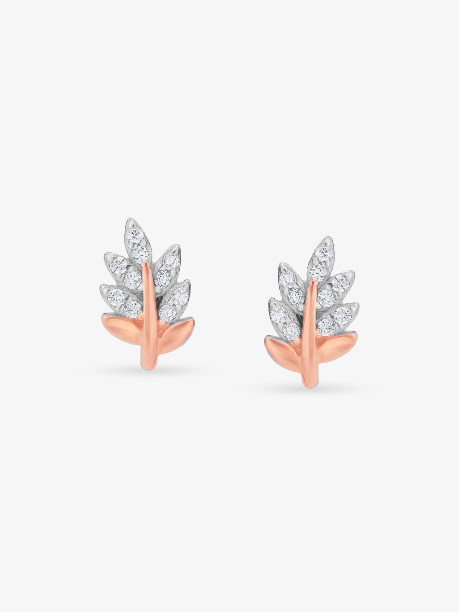 SIJA 925 Silver Zircon Leaf Stud elegant sterling silver womens jewellery accessory front view