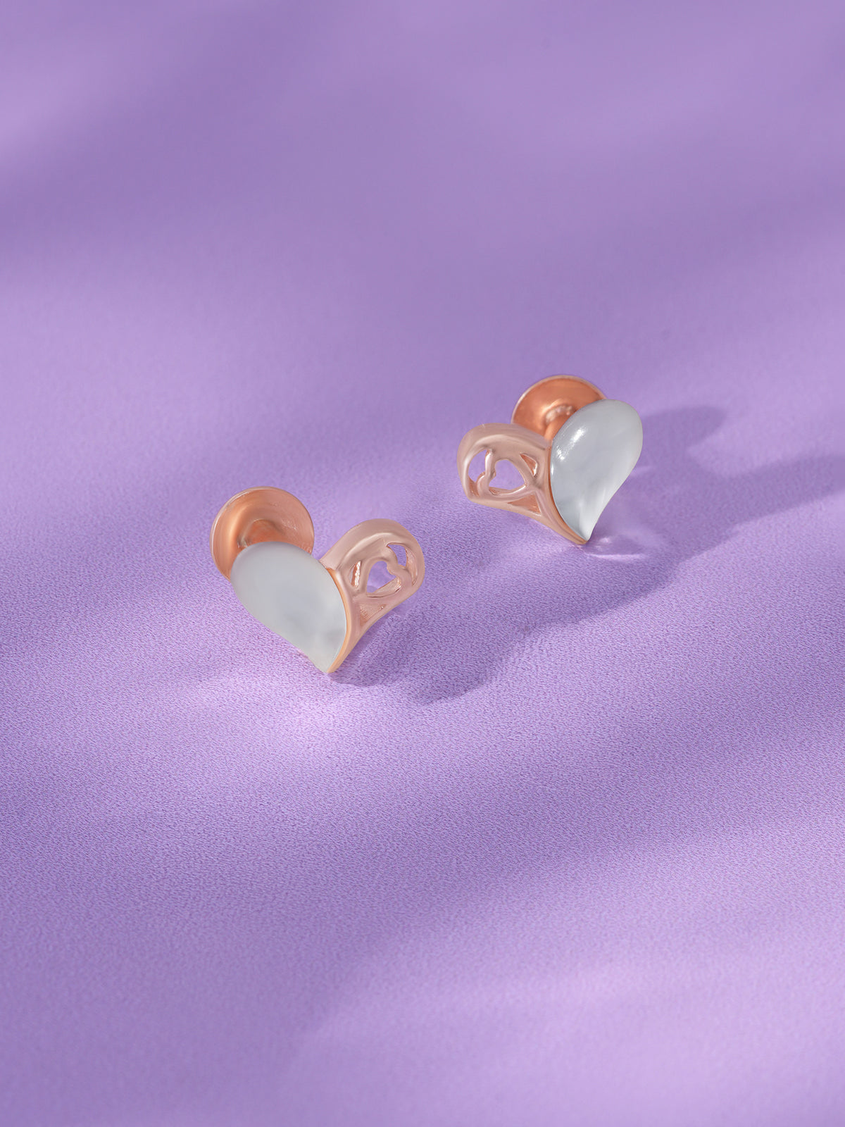 Detailed close up of SIJA 925 Silver Whispering Heart Stud showing delicate heart design and handcrafted silver finish
