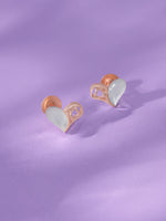 Detailed close up of SIJA 925 Silver Whispering Heart Stud showing delicate heart design and handcrafted silver finish